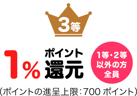 3等1%ポイント還元1等・2等以外の方全員（ポイントの進呈上限：700ポイント）