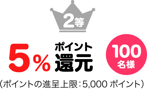 2等5%ポイント還元104名様（ポイントの進呈上限：5,000ポイント）