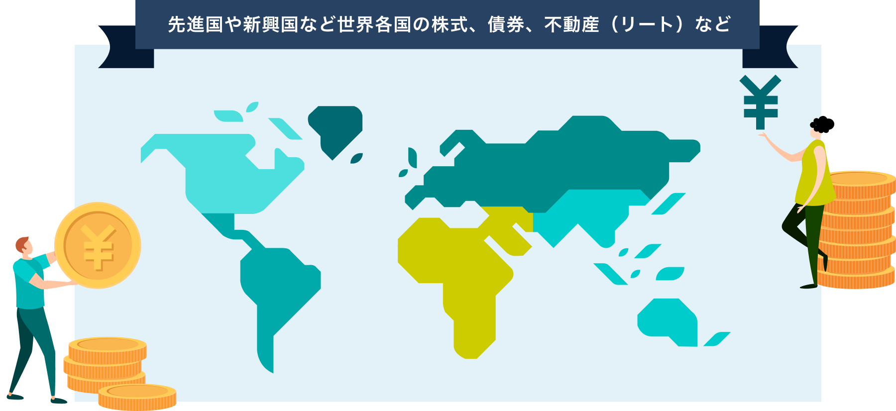 先進国や新興国など世界各国の株式、債券、不動産（リート）など